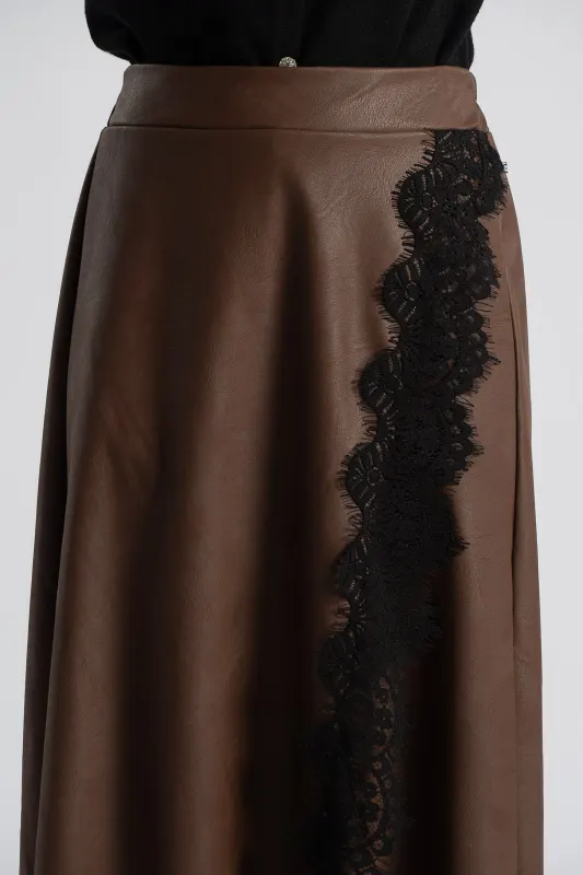 Leatherette Skirt Lace 
