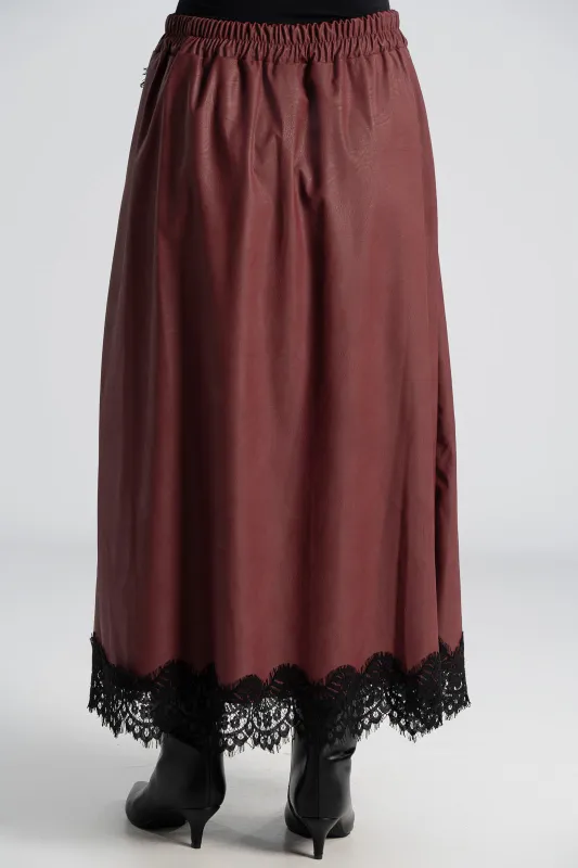 Leatherette Skirt Lace 