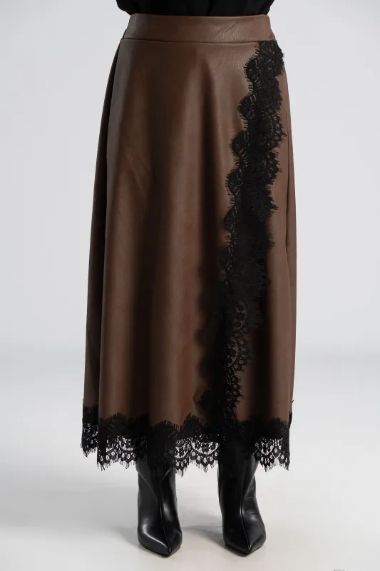 Leatherette Skirt Lace 