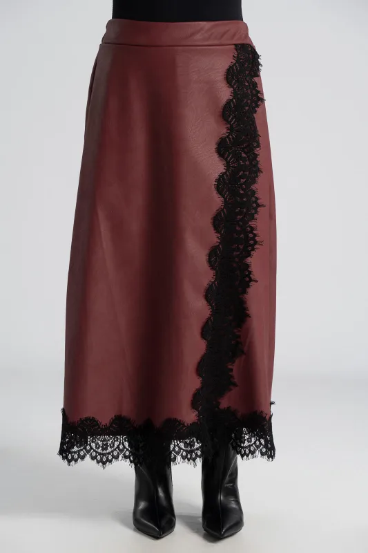 Leatherette Skirt Lace 