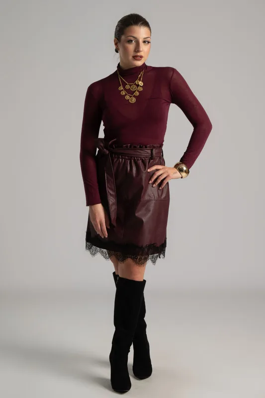 Φούστα Δερματίνη Δαντέλα Τελείωμα