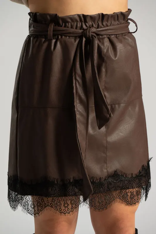 Skirt Leatherette Lace Trim