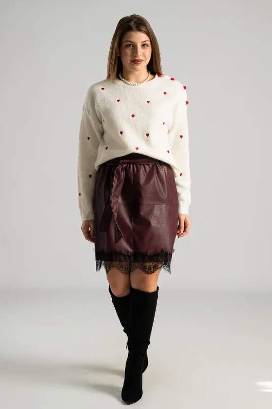 Skirt Leatherette Lace Trim