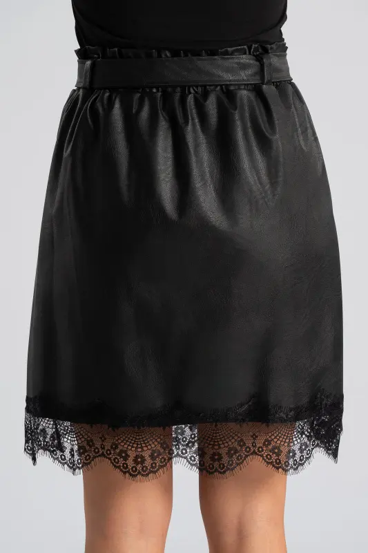 Φούστα Δερματίνη Δαντέλα Τελείωμα