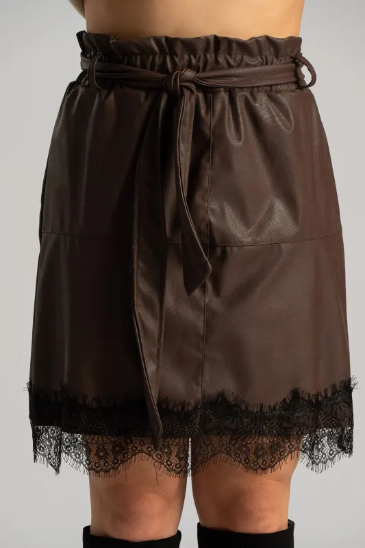 Skirt Leatherette Lace Trim