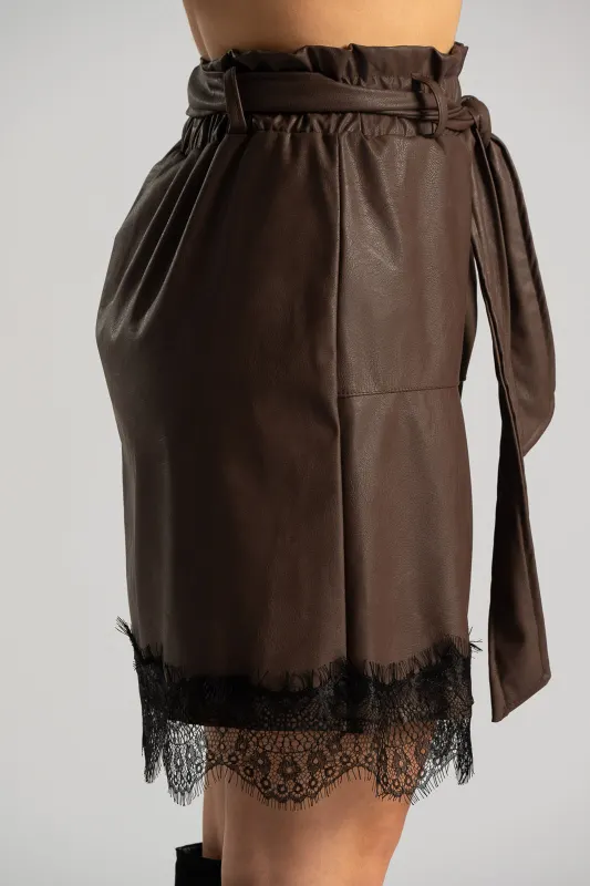 Skirt Leatherette Lace Trim