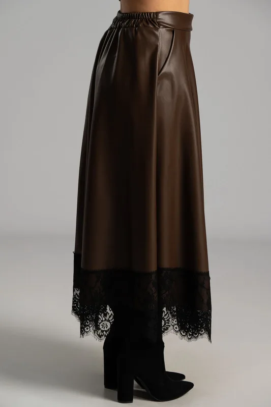 Φούστα Δερματίνη Δαντέλα Τελείωμα