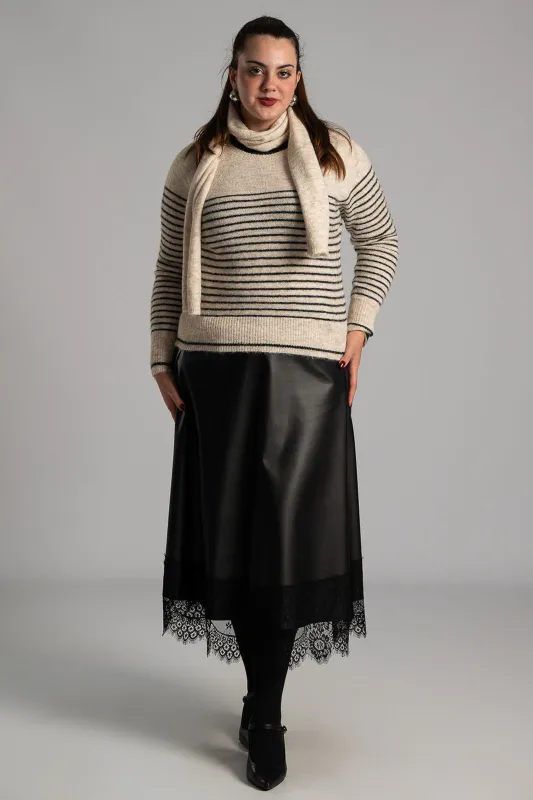 Φούστα Δερματίνη Δαντέλα Τελείωμα