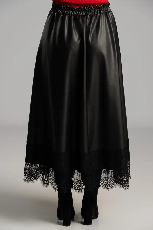 Φούστα Δερματίνη Δαντέλα Τελείωμα