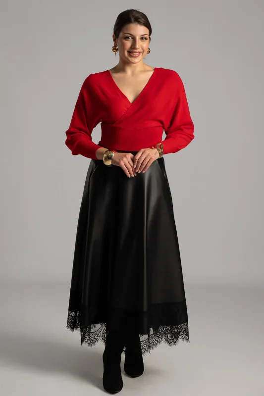 Φούστα Δερματίνη Δαντέλα Τελείωμα