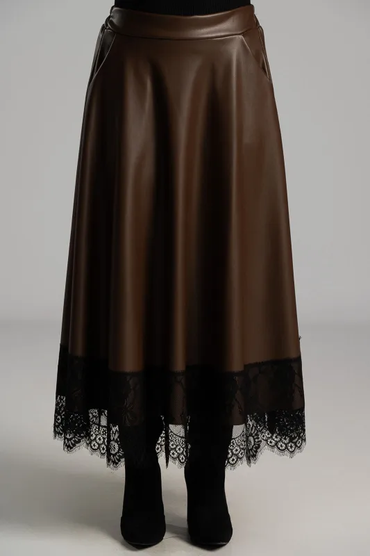 Φούστα Δερματίνη Δαντέλα Τελείωμα