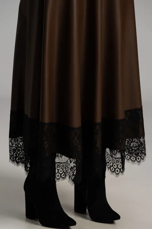 Φούστα Δερματίνη Δαντέλα Τελείωμα