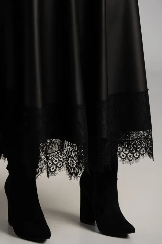 Φούστα Δερματίνη Δαντέλα Τελείωμα