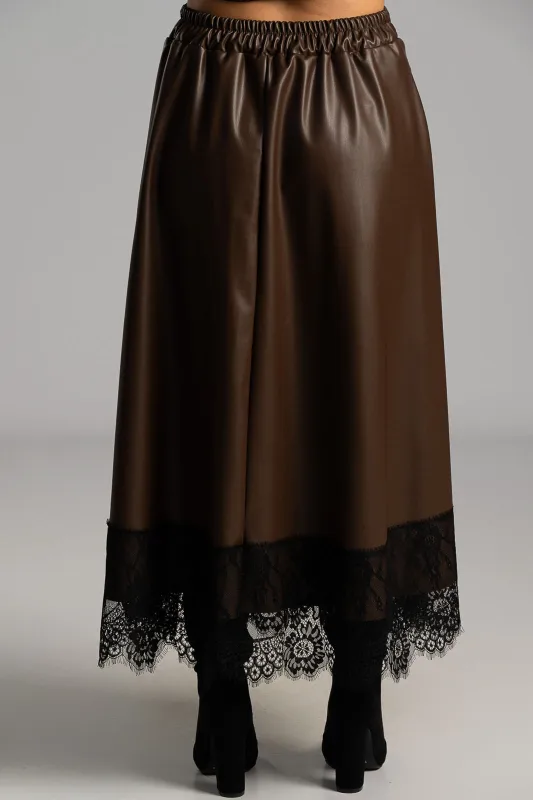 Φούστα Δερματίνη Δαντέλα Τελείωμα