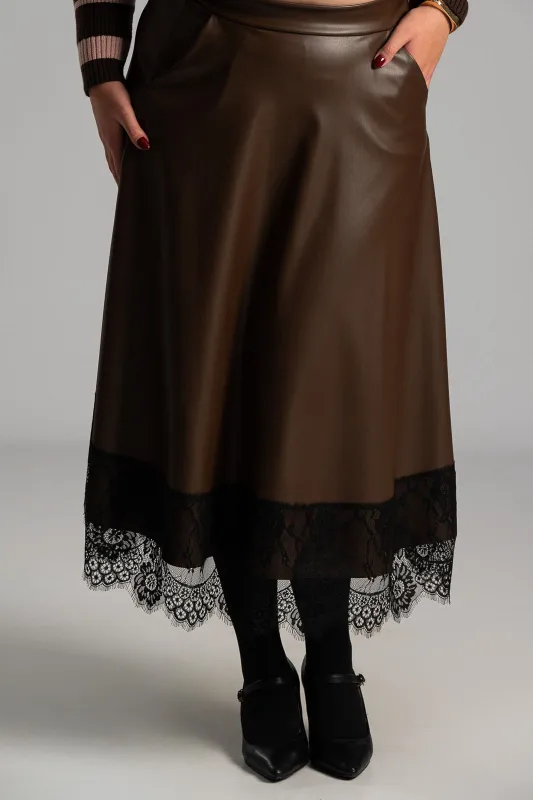 Φούστα Δερματίνη Δαντέλα Τελείωμα