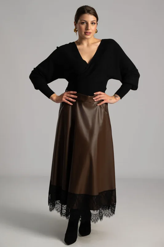 Φούστα Δερματίνη Δαντέλα Τελείωμα