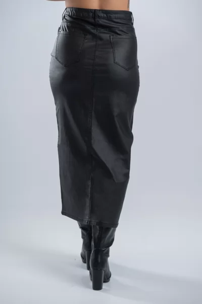 Φούστα Δερματίνη High Waist Μαύρη
