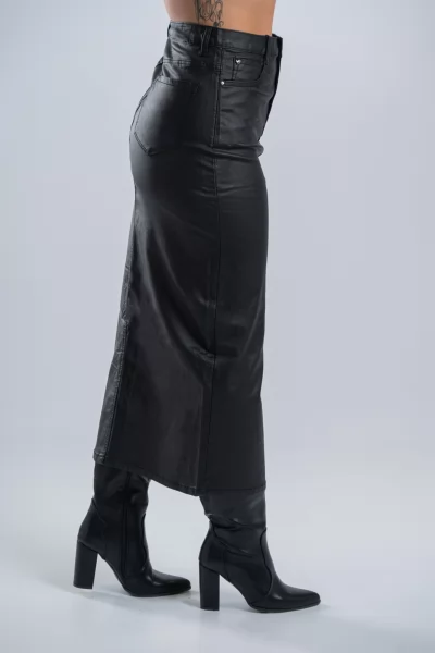 Φούστα Δερματίνη High Waist Μαύρη