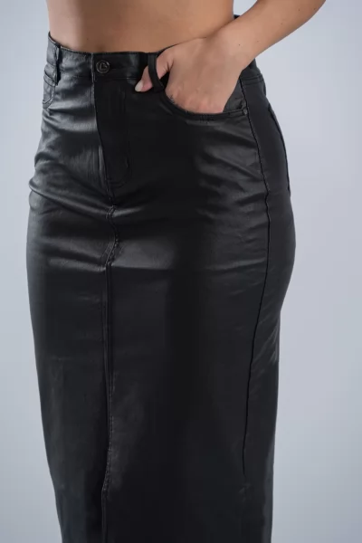 Φούστα Δερματίνη High Waist Μαύρη