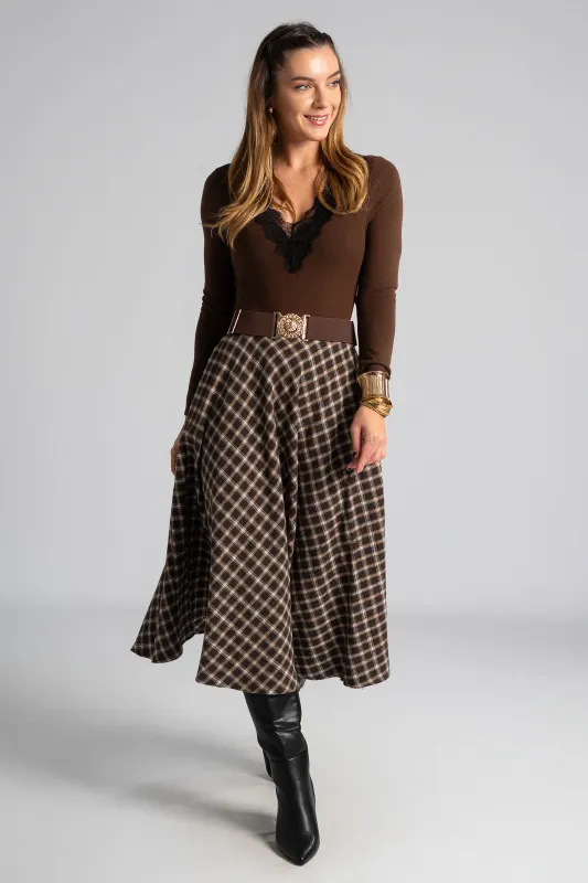 Φούστα Καρώ Κλος Midi