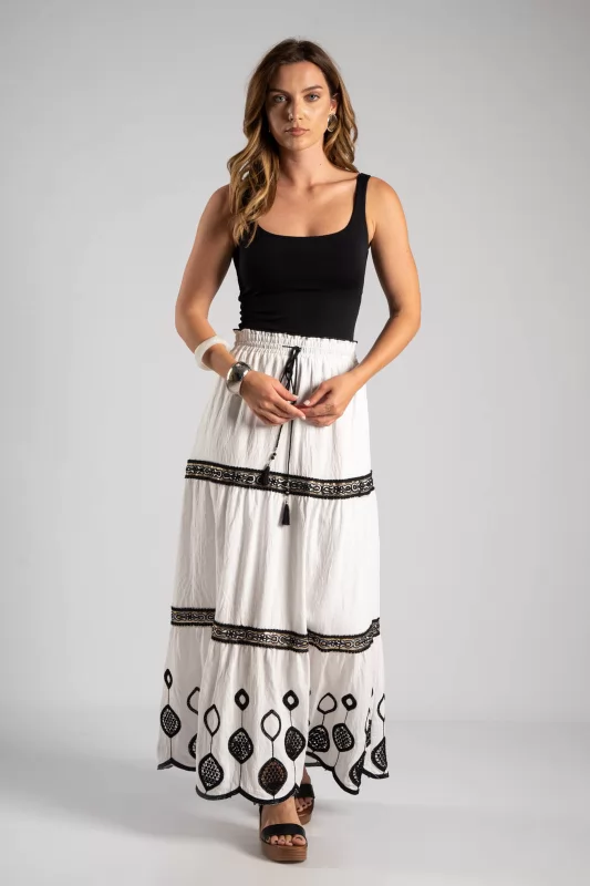 Skirt Embroidery Maxi Erato