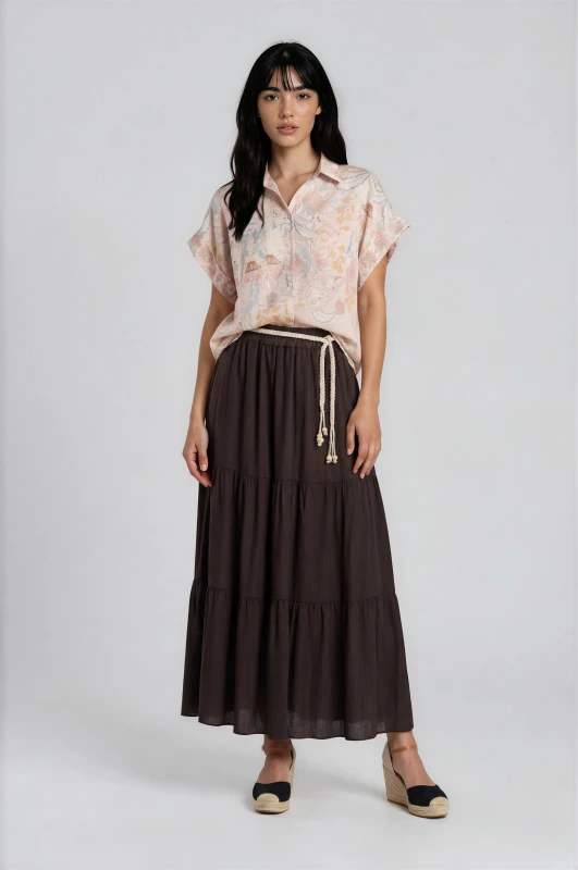 Elina Maxi Skirt Ruffles Belt 