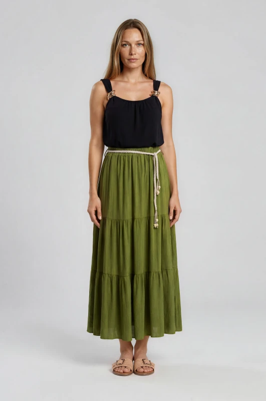 Elina Maxi Skirt Ruffles Belt 