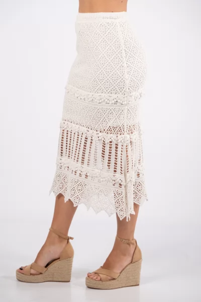 Skirt Midi Crochet White