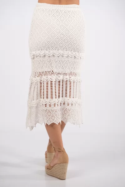 Φούστα Midi Crochet Λευκό