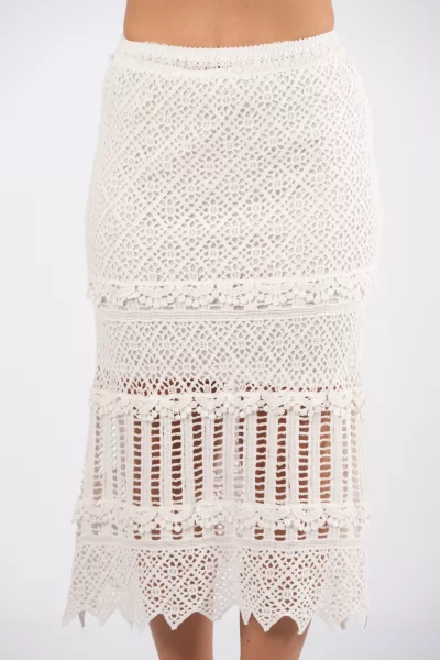 Φούστα Midi Crochet Λευκό