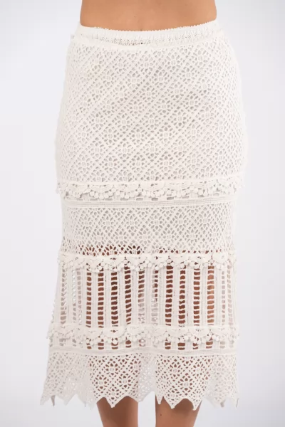 Skirt Midi Crochet White