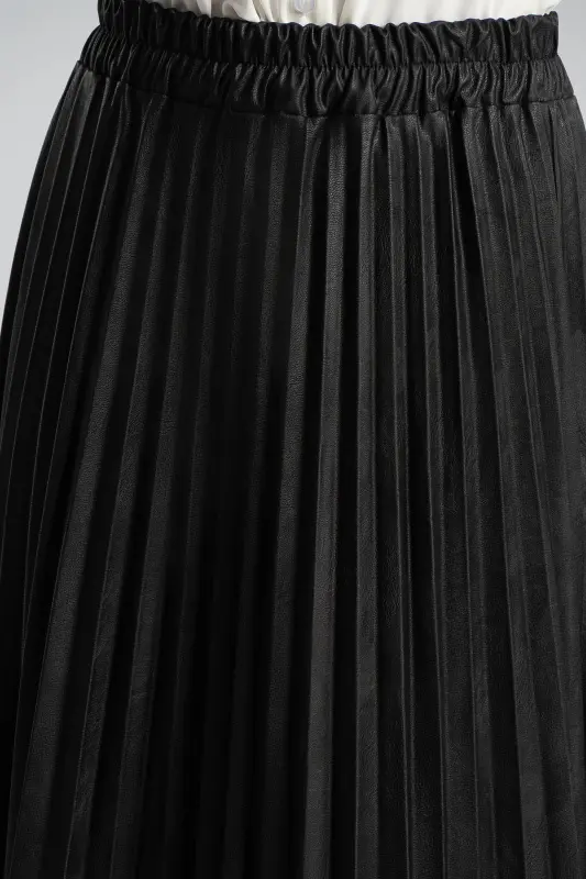 Φούστα Midi Δερματίνη Πλισέ