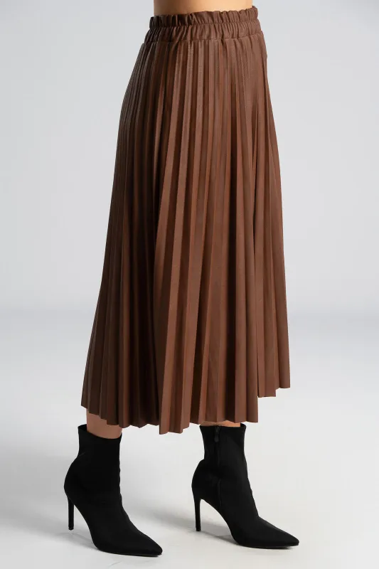 Φούστα Midi Δερματίνη Πλισέ