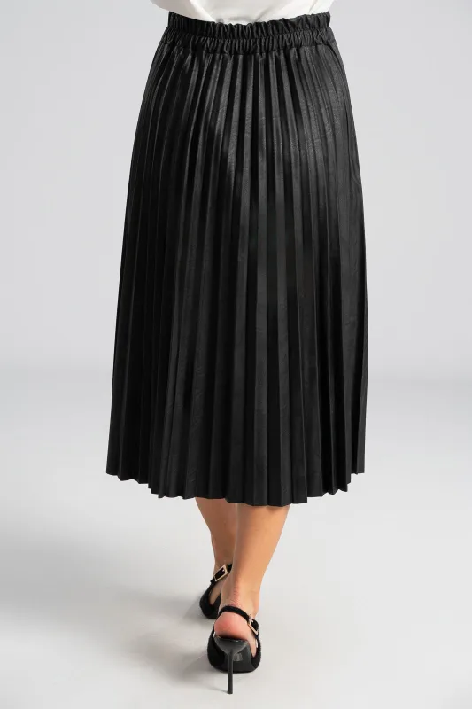Φούστα Midi Δερματίνη Πλισέ