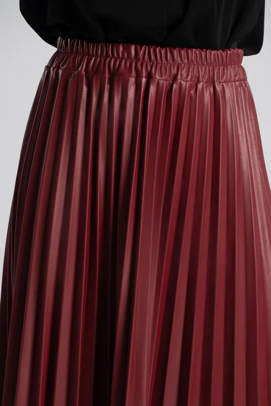 Φούστα Midi Δερματίνη Πλισέ