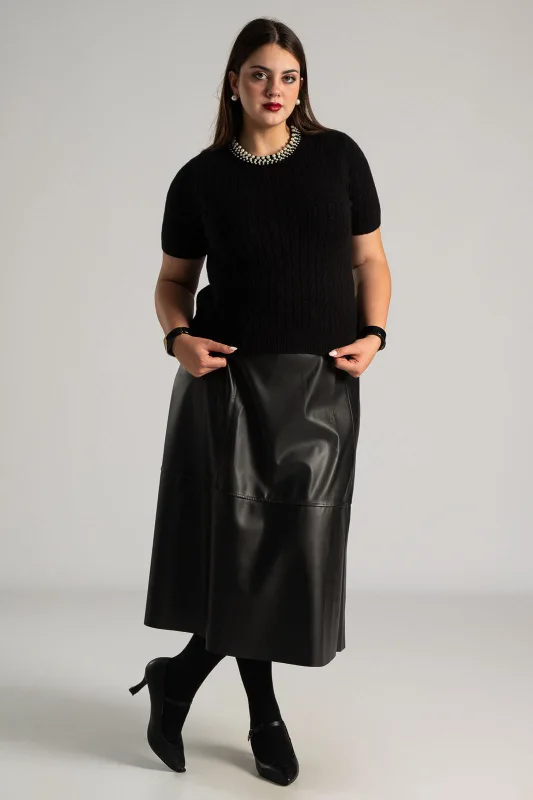 Φούστα Midi Δερματίνη Ζώνη