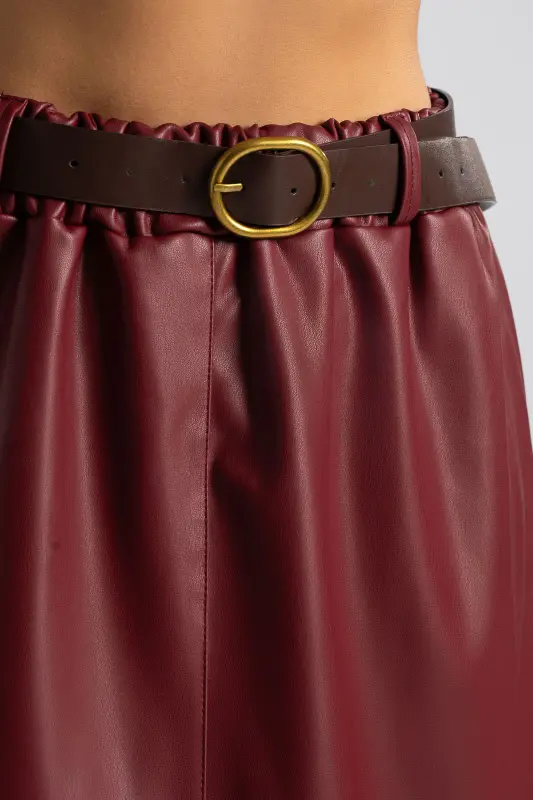 Midi Leatherette Skirt Belt
