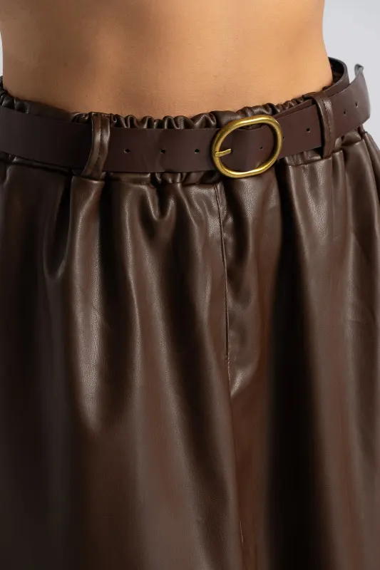 Midi Leatherette Skirt Belt