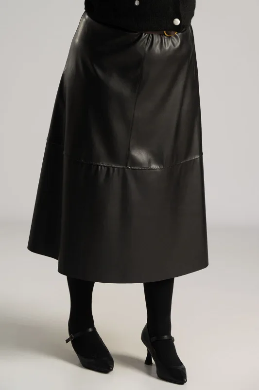 Φούστα Midi Δερματίνη Ζώνη