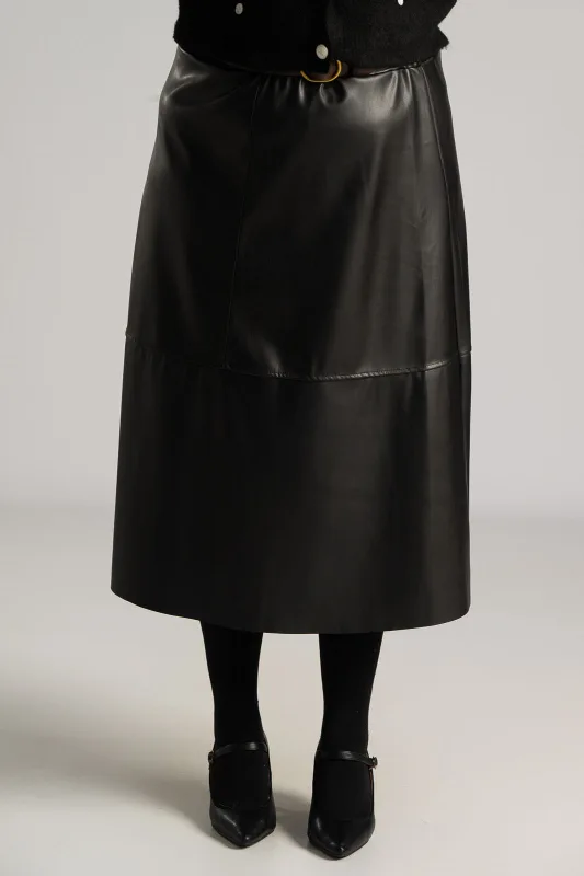 Φούστα Midi Δερματίνη Ζώνη