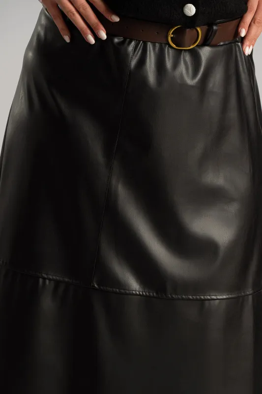 Φούστα Midi Δερματίνη Ζώνη