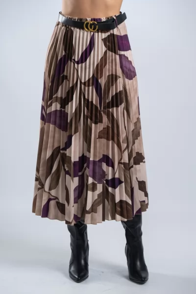 Φούστα Midi Floral Πλισέ Cream
