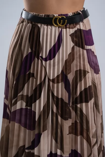 Φούστα Midi Floral Πλισέ Cream