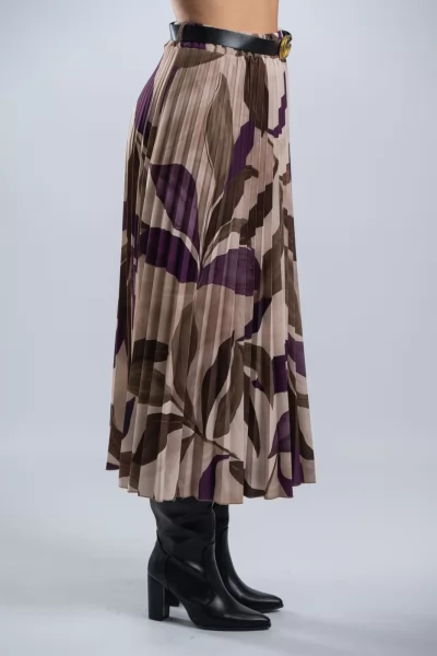 Φούστα Midi Floral Πλισέ Cream