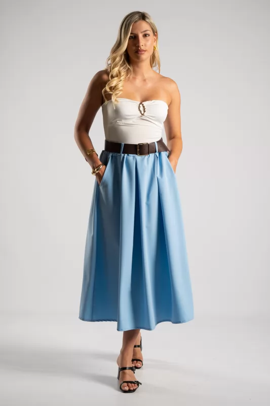 Skirt Midi Pleats Belt