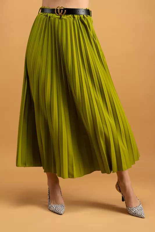 Skirt Midi Pleated Belt