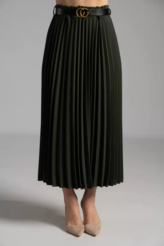 Skirt Midi Pleated Belt