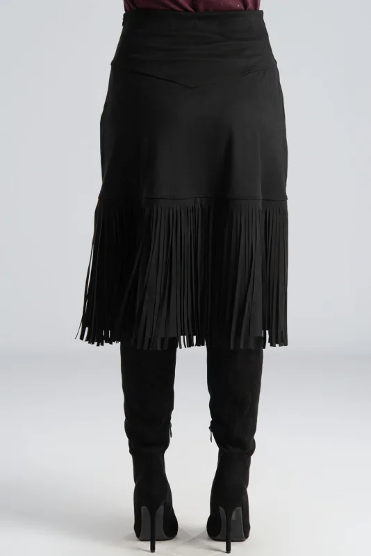 Φούστα Midi Suede Κρόσσια