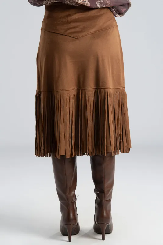 Φούστα Midi Suede Κρόσσια