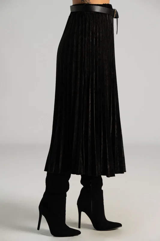 Φούστα Midi Velvet Πλισέ